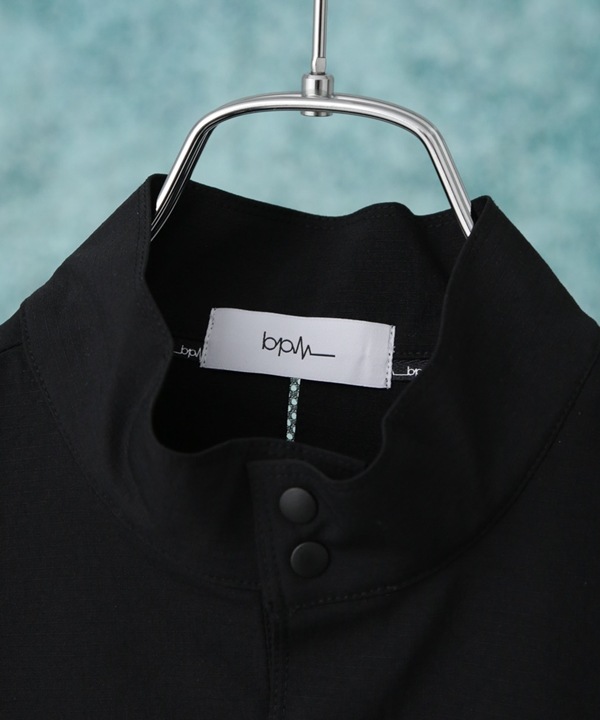 bpmスナップ釦スタンド襟半袖シャツ