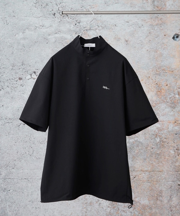 bpm スナップ釦スタンド襟半袖シャツ