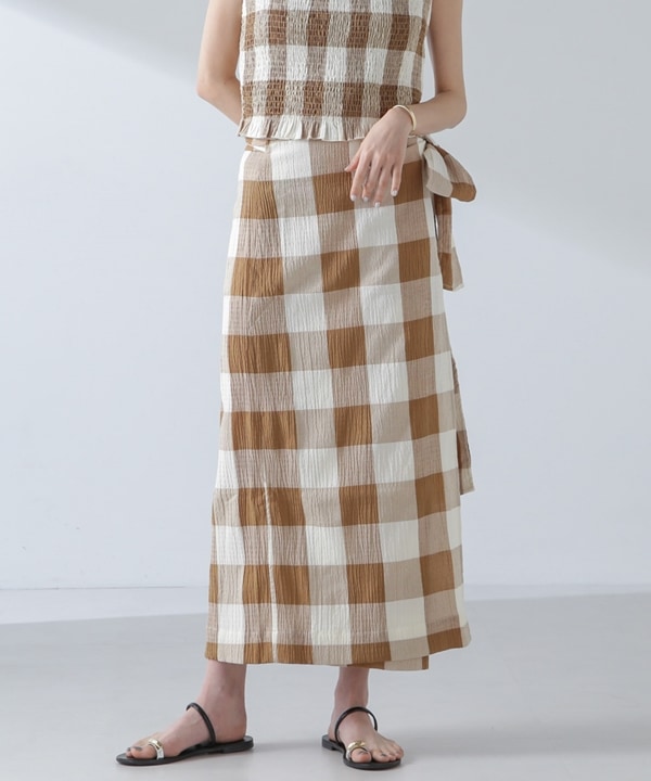 Checkered pareo skirt