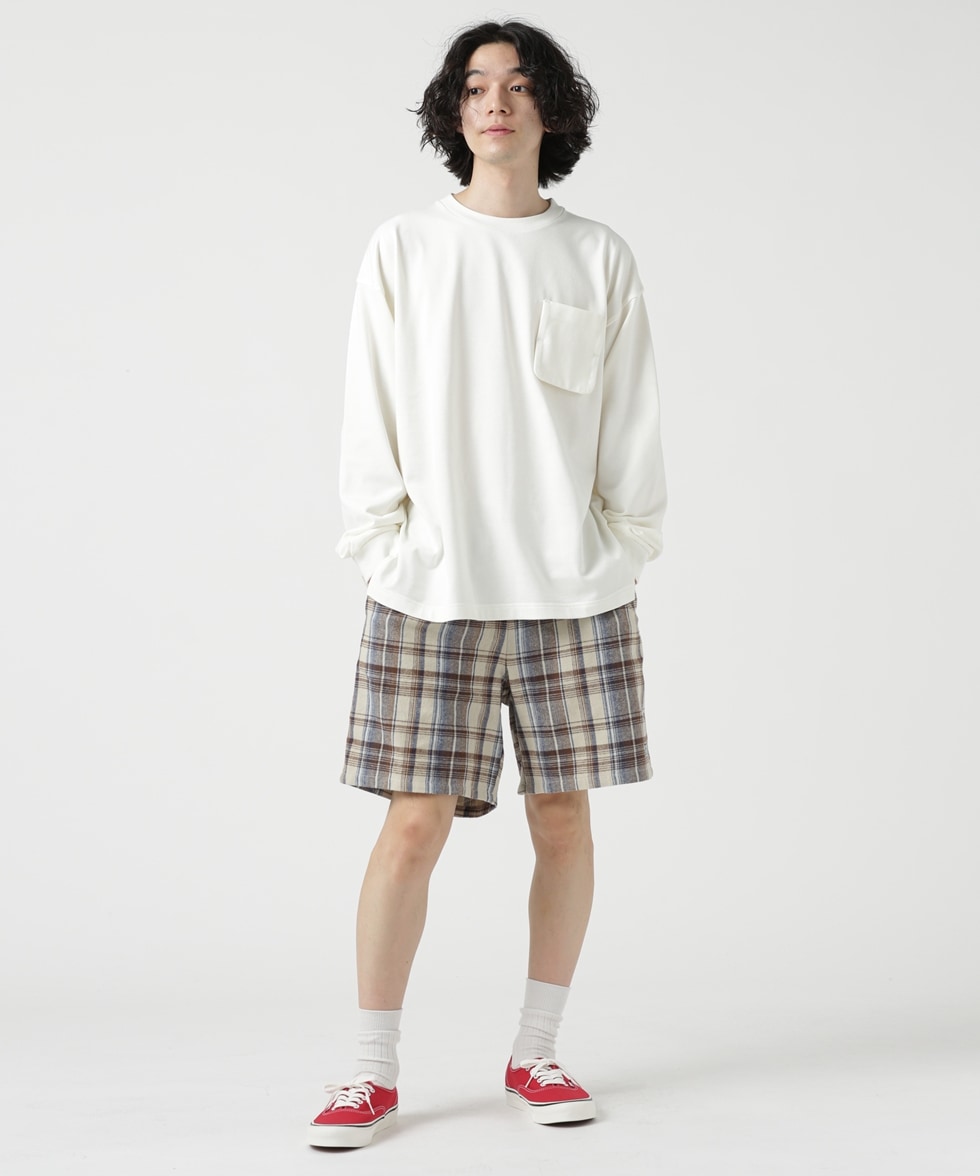 CORTLAND FLANNEL EASY SHORT / クリーム | 6703128052 | ナノ