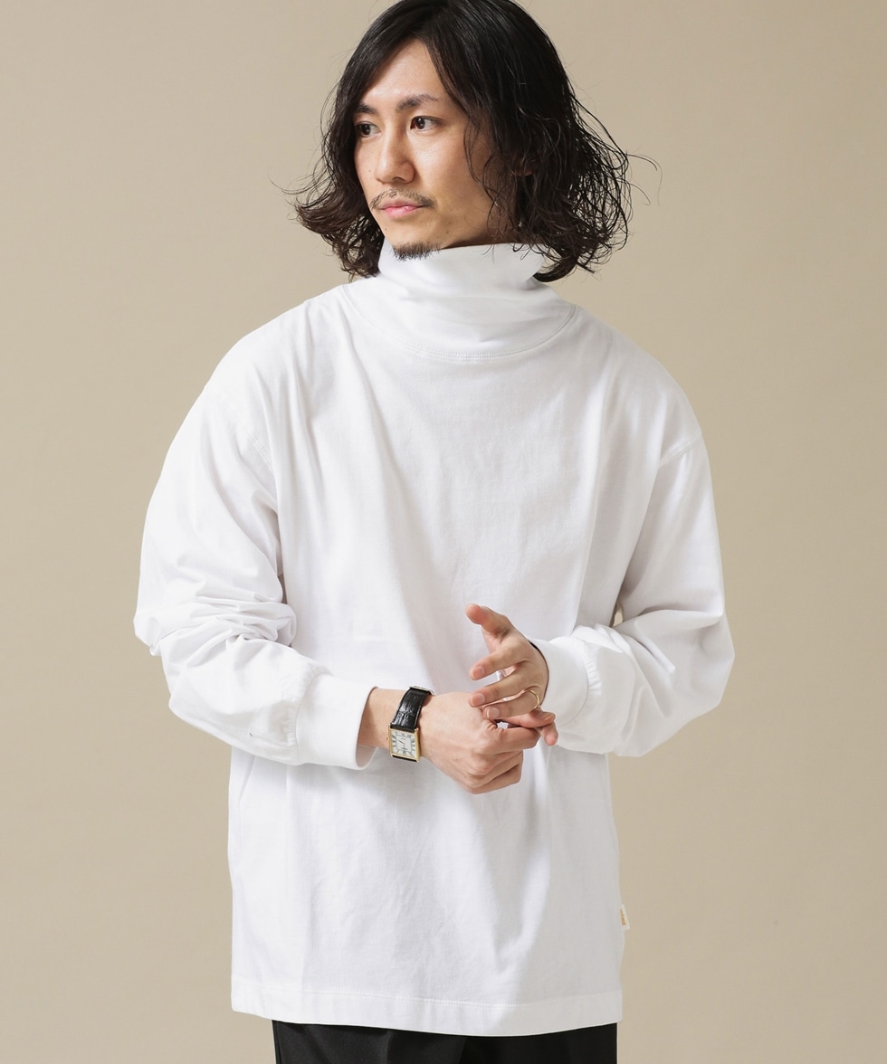 Dinoworks タートルネックロンT 白Tシャツ/カットソー(七分/長袖) 最新