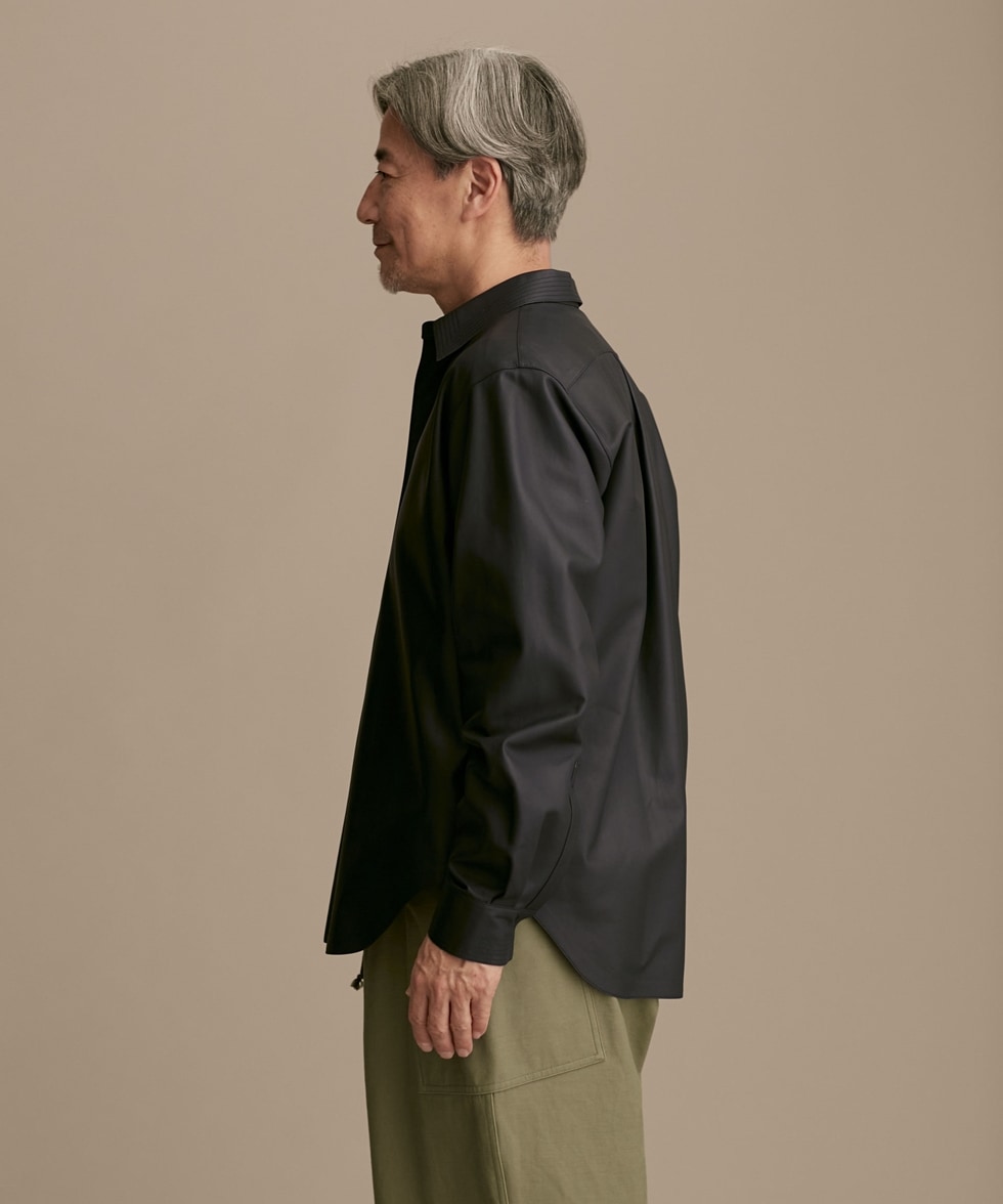 LB.01/レギュラーカラー ロングスリーブ レザーシャツ / ブラック