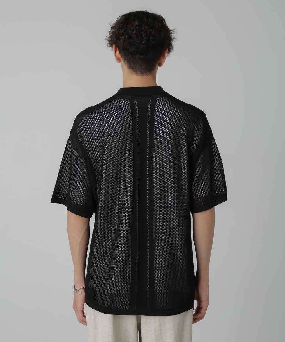 ドライタッチニットシャツ 半袖 / ブラック | 6724121218 | ナノ 