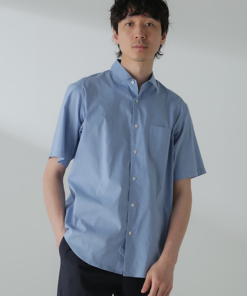 ICE FLOW LINEN」レギュラーカラーシャツ 半袖 / ホワイト 