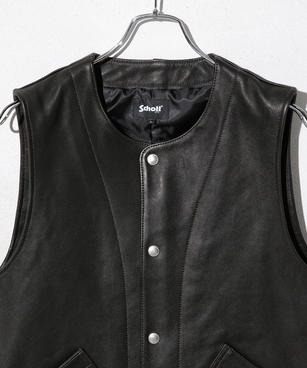 GOAT LEATHER VEST / ブラック | 6703225014 | ナノ・ユニバース公式 ...