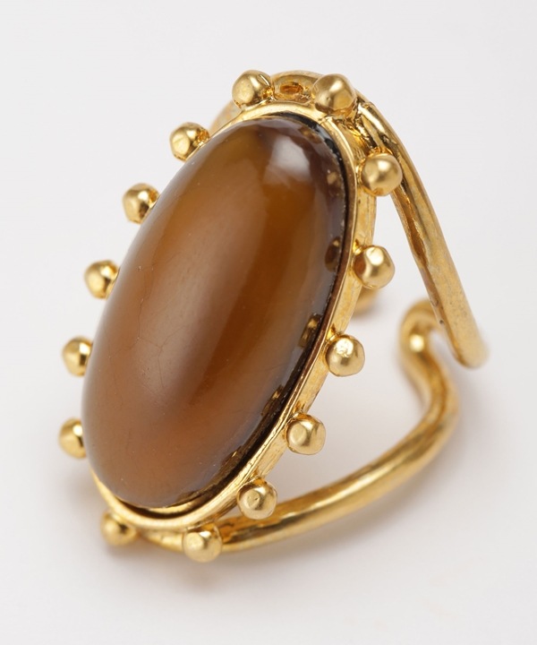 VINTAGE BEADS oval stone ring