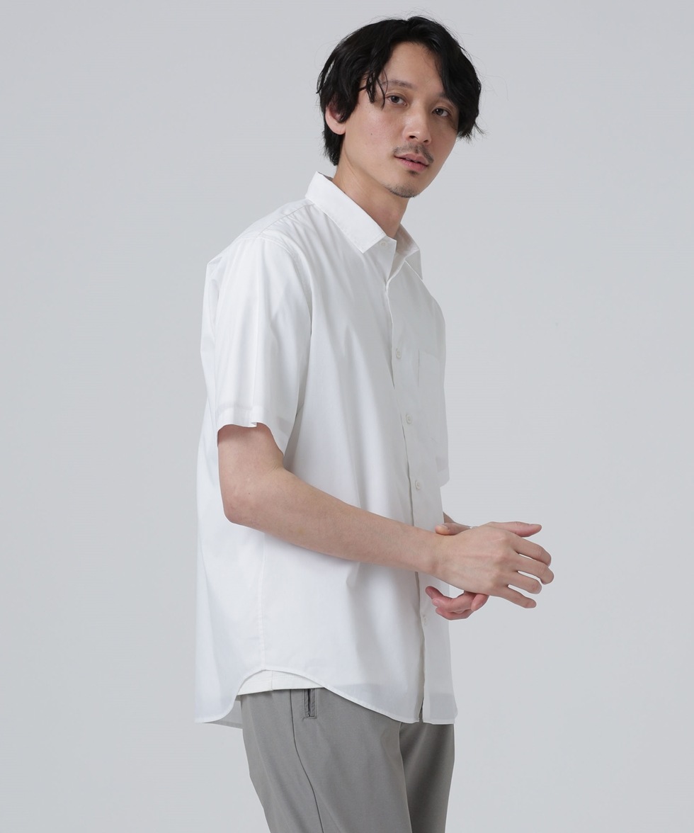 LB.03/「ICE FLOW LINEN」レギュラーカラーシャツ 半袖 / ホワイト