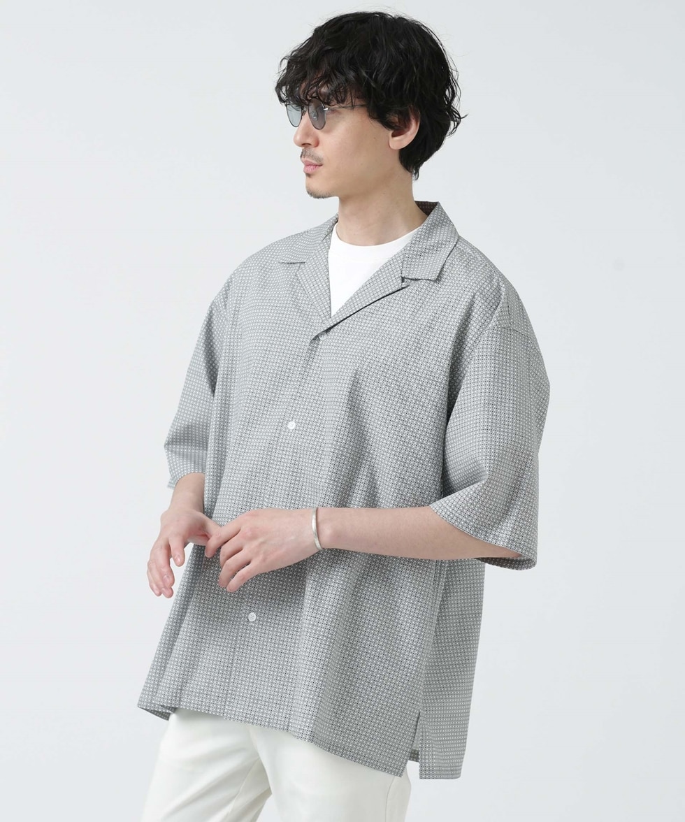 LB.04/WEB限定 ビッグシルエット総柄オープンカラーシャツ 半袖