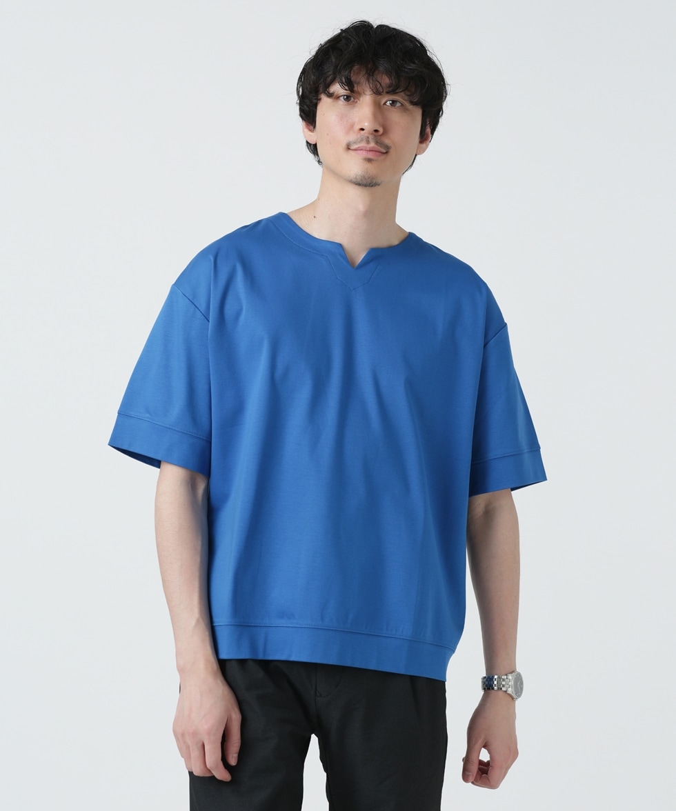 LB.03/50/-シルケットスムースキーネックＴシャツ / ブラック