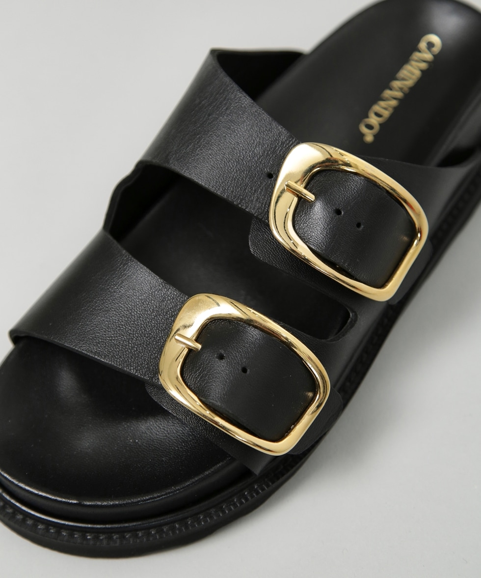 DOUBLE BUCKLE SANDALS / ブラック | 6713135387 | ナノ・ユニバース