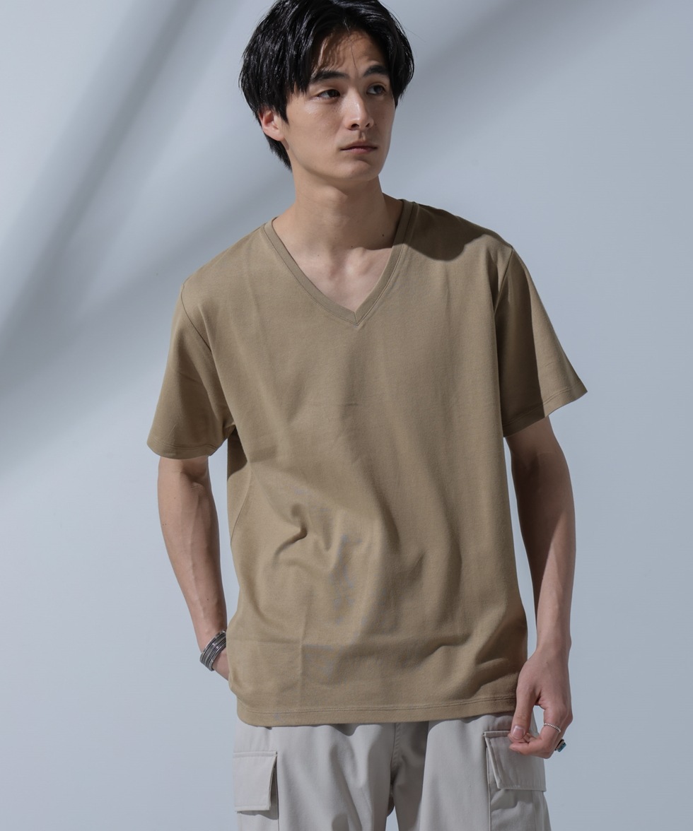 Anti Soaked(R) 汗染み防止 VネックTシャツ / ブラック | 6684124204