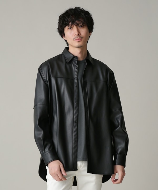 LB.03/フェイクレザーリラックスシャツジャケット / ブラック | 6683120204 | ナノ・ユニバース公式通販サイト｜NANO