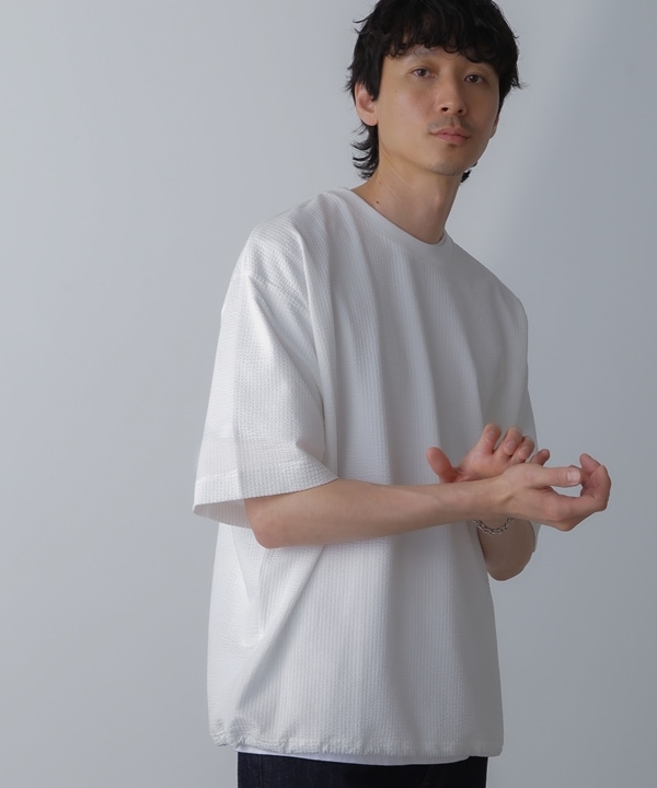 nano・universeのシルケットサッカーワイドTシャツ 半袖