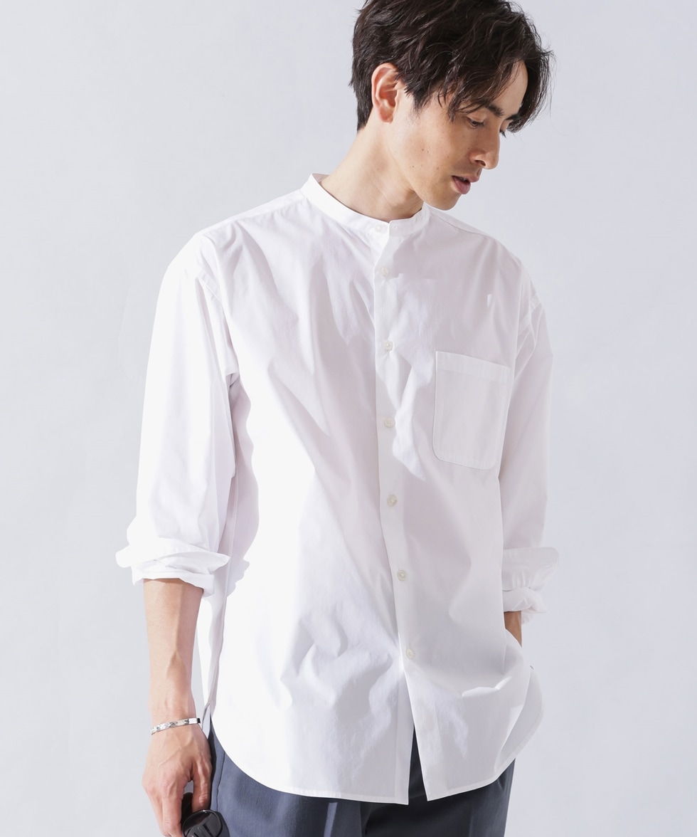 Ｍ．Ｃ × ＢＲＩＮＧ リラックスバンドカラーシャツ / ホワイト 