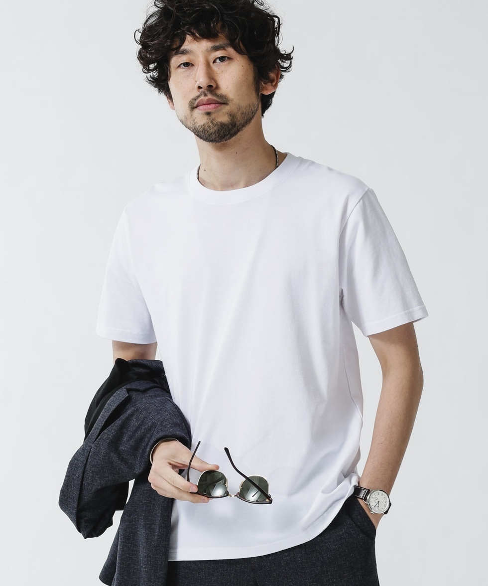 WEB限定》超長綿オーガニックコットンクルーネックＴシャツ／半袖