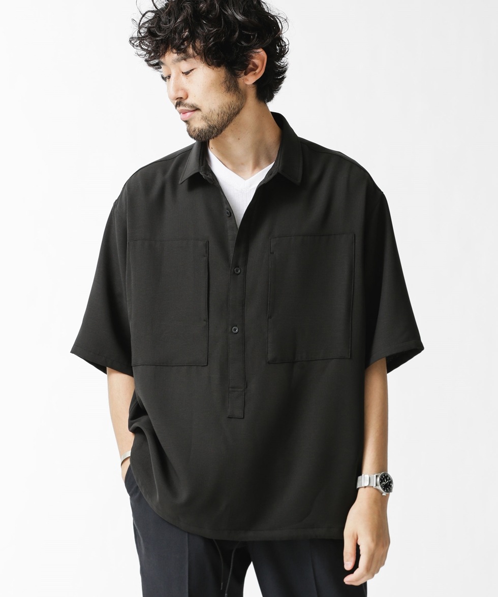 ビッグポケットプルオーバーシャツ ／半袖 / ブラック | 6681221012