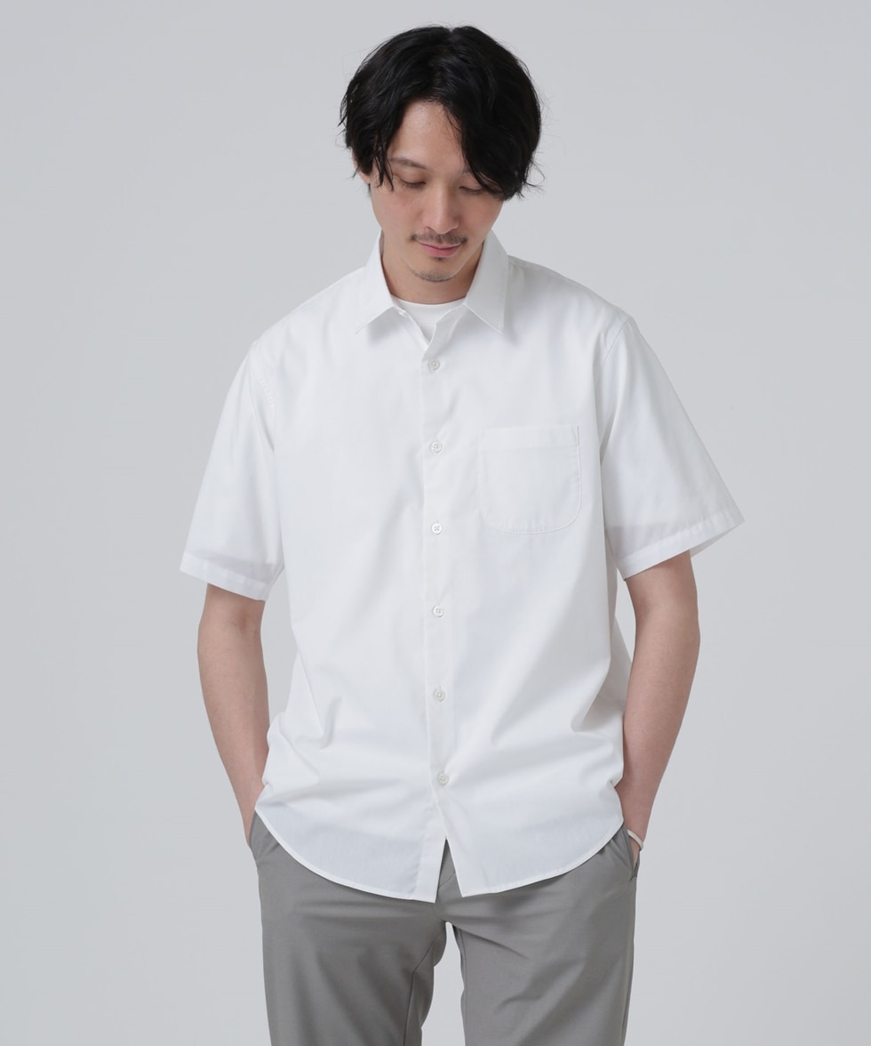 LB.03/「ICE FLOW LINEN」レギュラーカラーシャツ 半袖 / ホワイト