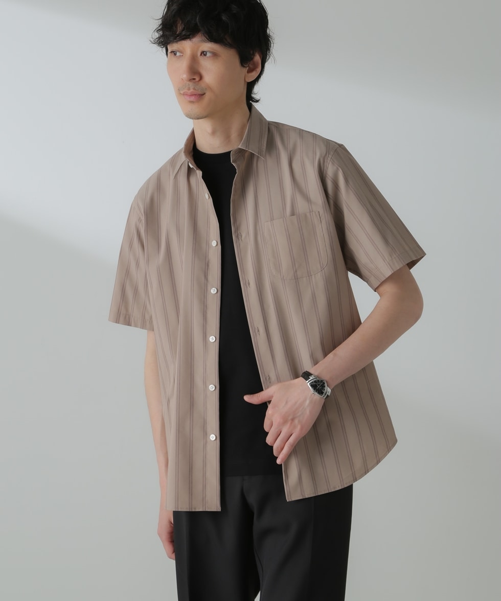 【nano・universe】 「ICE Flow LINEN」バリエーションシャツ 半袖 メンズ ベージュ M シャツ・ブラウス トップス ナノ・ユニバース