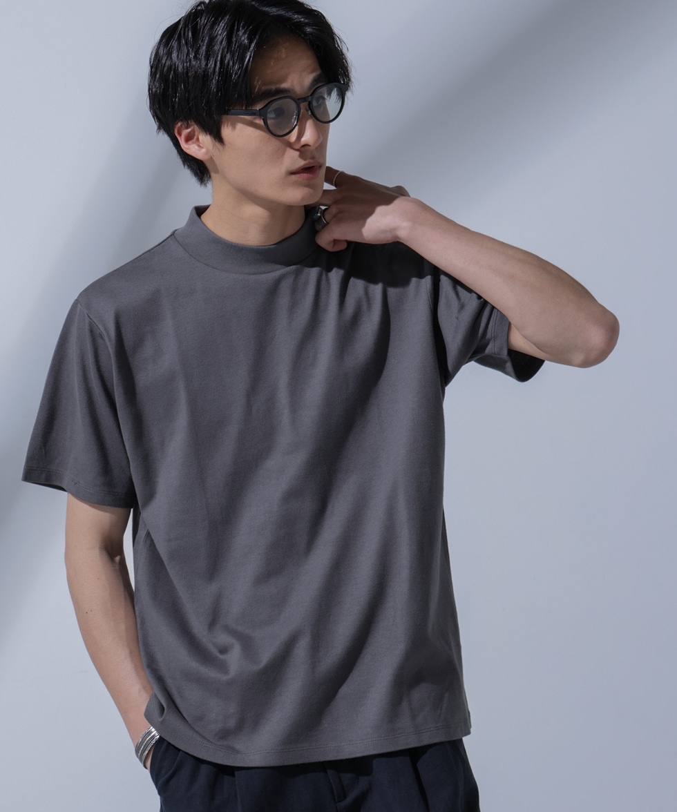 Anti Soaked(R)汗染み防止 モックネックTシャツ / ブラック