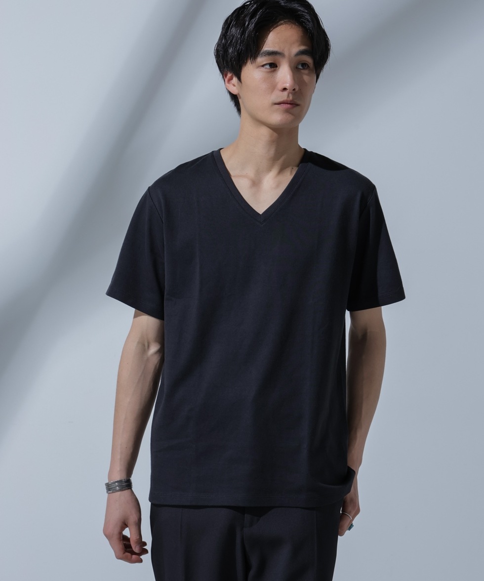 Anti Soaked(R) 汗染み防止 VネックTシャツ / ブラック | 6684124204