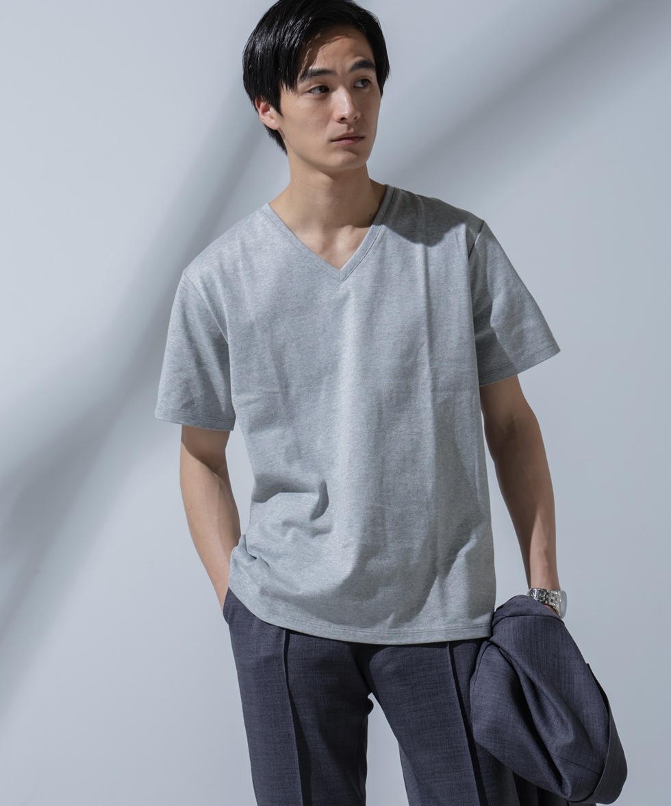 Anti Soaked(R) 汗染み防止 VネックTシャツ / ブラック | 6684124204