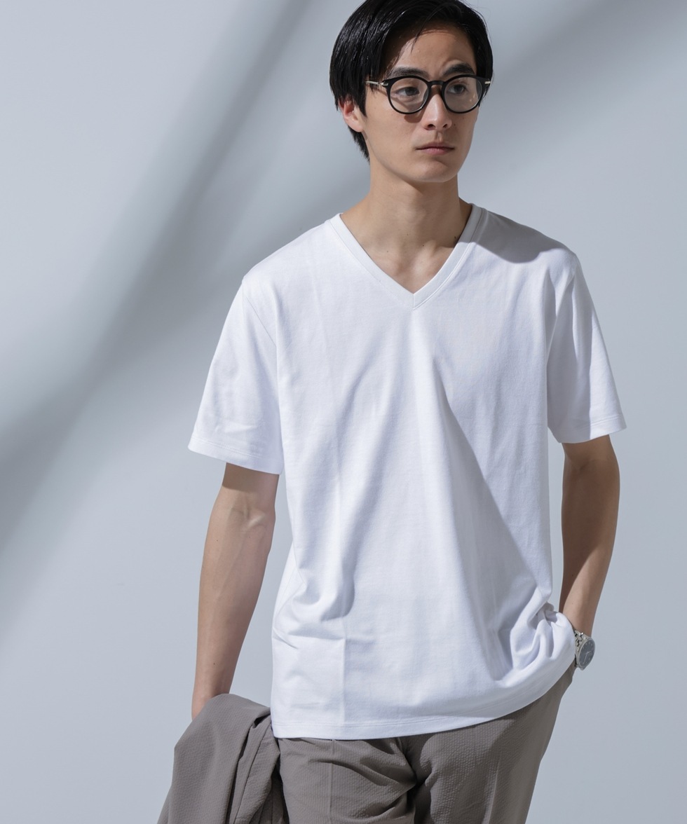 Anti Soaked(R) 汗染み防止 VネックTシャツ / ブラック | 6684124204