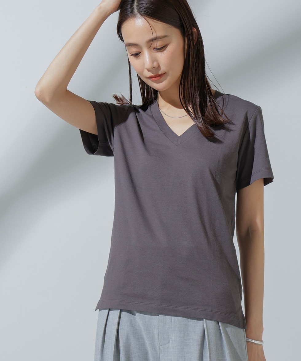 Anti Soaked(R) 汗染み防止 VネックTシャツ / ブラック | 6694124303