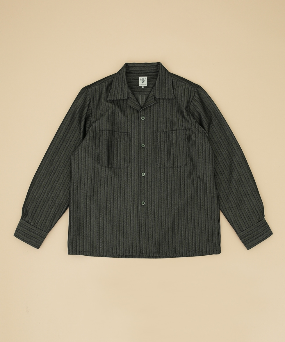 One-up Shirt-Herringbone Twill / オリーブ | 6702220131 | ナノ