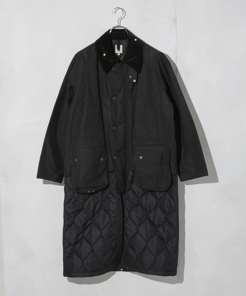 Waxed Cotton Layered Coat / ブラック | 6703211054 | ナノ 