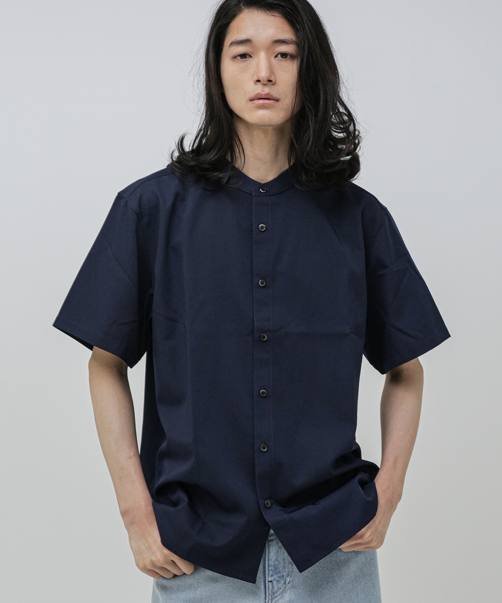 LB.04/スタンダードワイドバンドカラーシャツ 半袖 / スミクロ